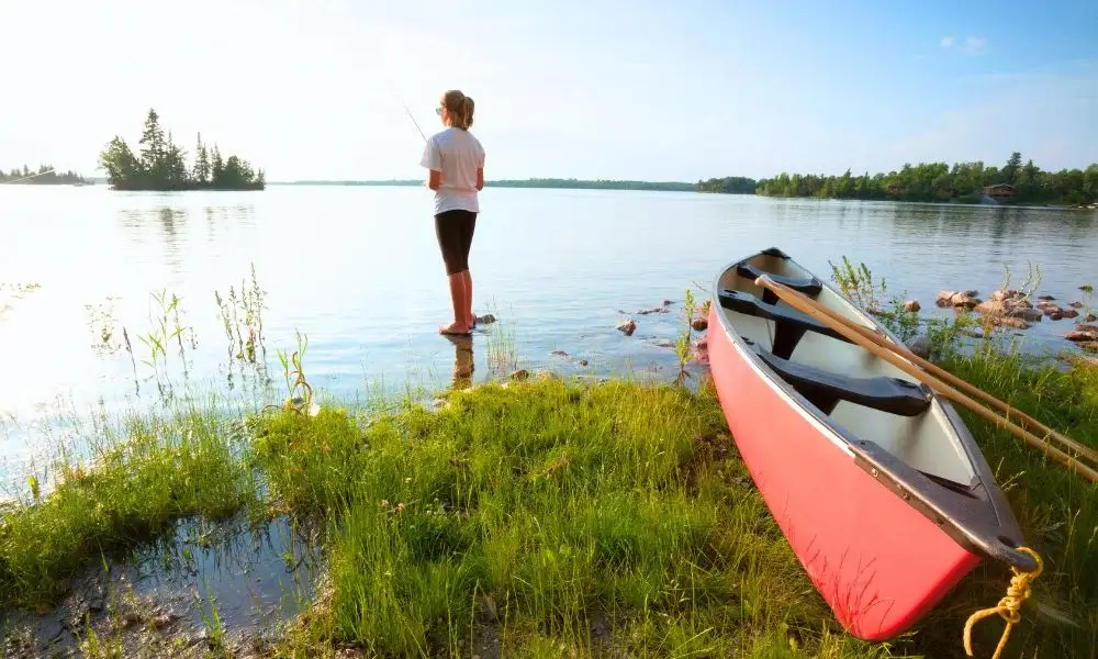 Woman Fishing in Fish Creek Provincial Park