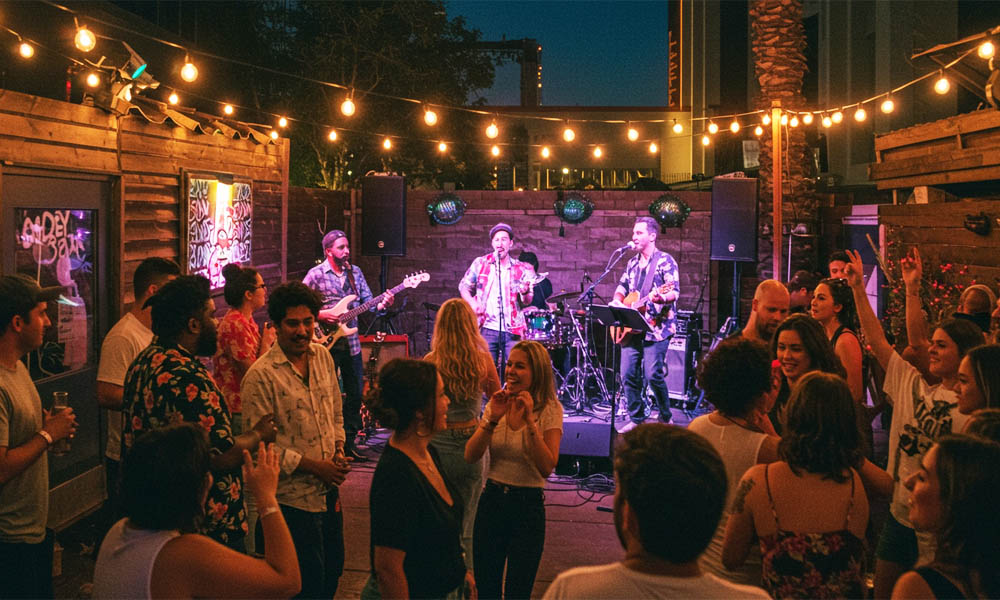 Live Band in a Backyard Bar